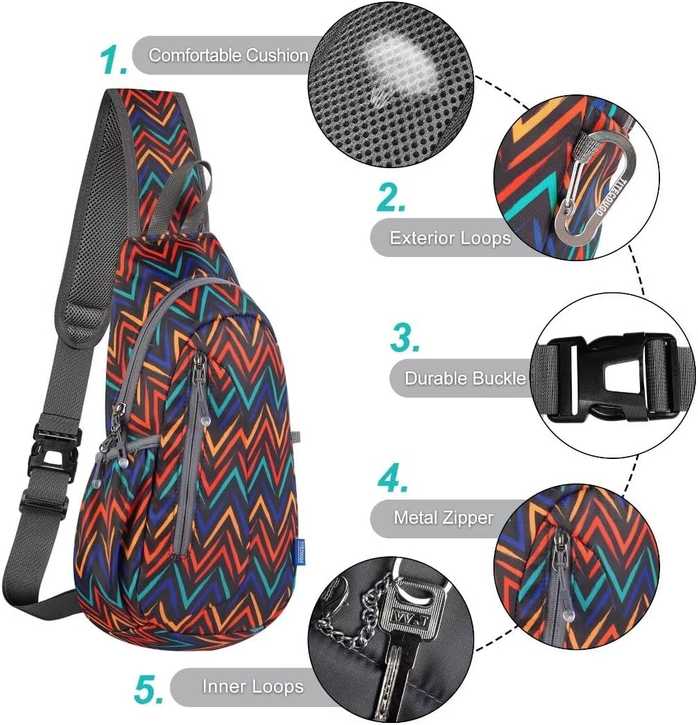 TITECOUGO Small Sling Bag, Lightweight Crossbody Backpack for Men Women, Shoulder Bag for Sports and Outdoor