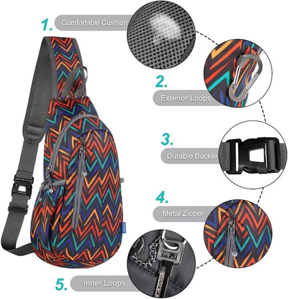 TITECOUGO Small Sling Bag, Lightweight Crossbody Backpack for Men Women, Shoulder Bag for Sports and Outdoor