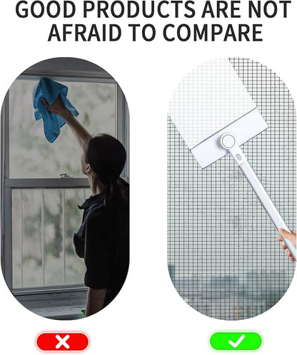 Window Screen Cleaner 2 in 1，mesh Screen Cleaner Brush Washing Equipment，Cleaning Tools for Porch Screens and Pet Hair Cleaner ，Wet and Dry Dual-Use Window Sill Cleaner Tool