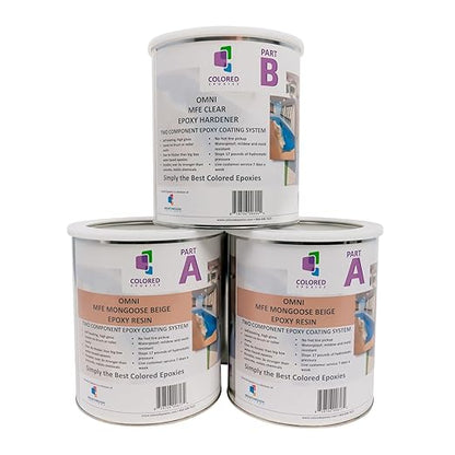 Colored Epoxies 10022 Light Beige Epoxy Resin Coating Made with Beautiful and Vibrant Pigments, 100% Solids, for Garage Floors, Basements, Concrete and Plywood. 3 Gallon Kit