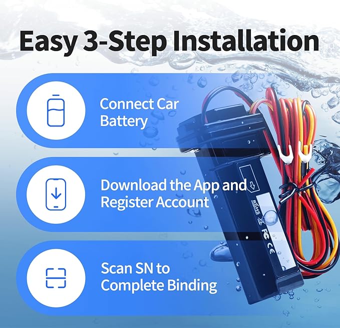Wired GPS Tracker for Vehicles, No Monthly Fee, No Subscription, Real-Time Tracking, 4G SIM and Data Included, Trip History, GeoFence, Driving Alerts, Waterproof