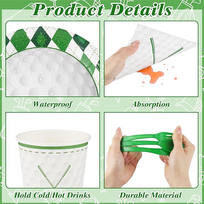 NatNarr Golf Party Supplies Set