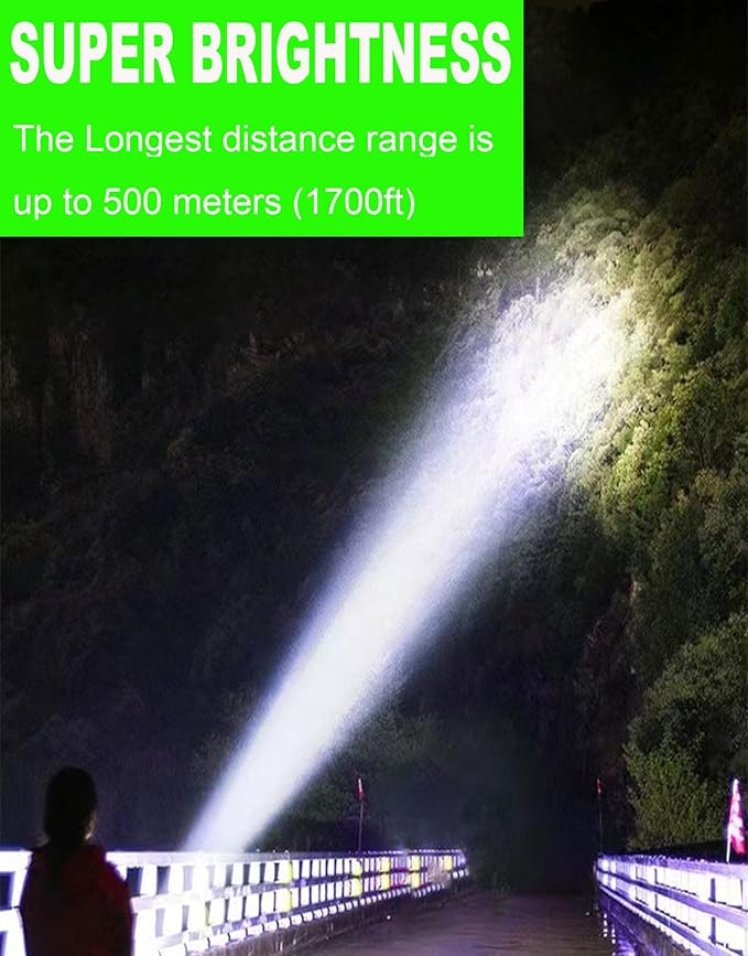 SUYOOULIN Solar Rechargeable LED Soptlight Flashlight, Super Bright 7000LM