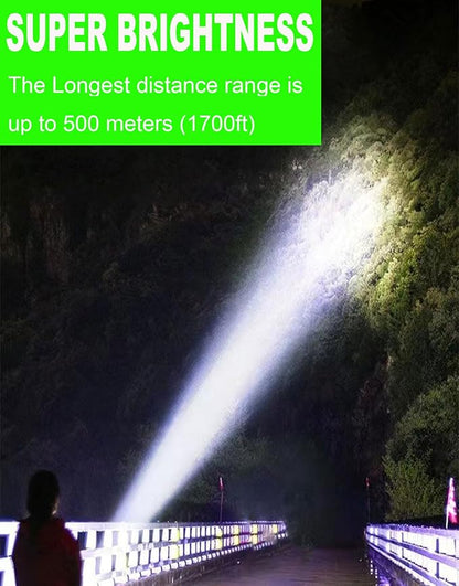SUYOOULIN Solar Rechargeable LED Soptlight Flashlight, Super Bright 7000LM