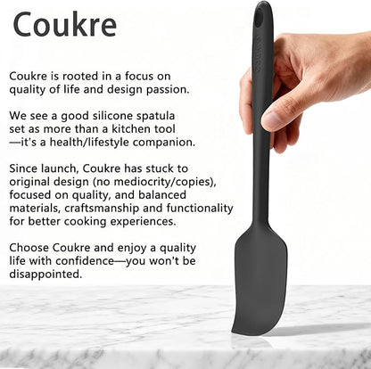 Coukre Silicone Spatula Set of 5,High Temperature Resistant, Food Grade Silicone, Dishwasher Safe, for Baking, Cooking (Pure Colorful A)