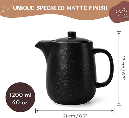 Ceramic Teapot with Infuser - 40 oz Large Teapot with Strainer - Tea Pot Ceramic for Loose Tea - Ceramic Tea Pots for Tea
