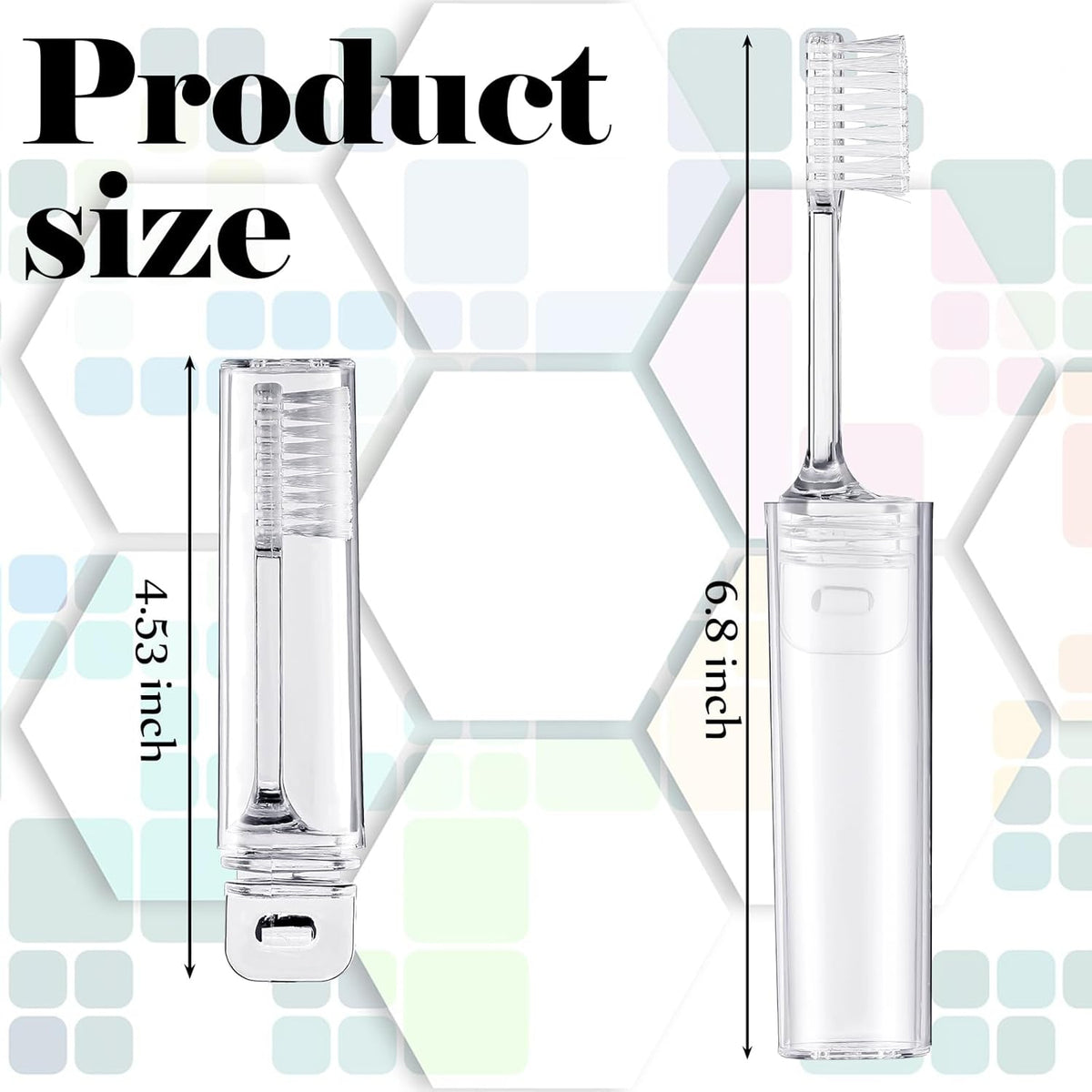 Patelai 4 Pieces Travel Toothbrush Set, Soft Bristle Mini Foldable Tooth Brush with Case, Individually Wrapped Small Portable Travel Size Toiletries Stuff for Camping (Clear)