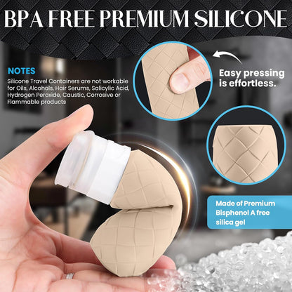 Travel Bottles for Toiletries, TSA Approved Silicone Travel Size Containers for Toiletries, BPA Free Leak Proof Refillable Essentials Accessories, Shampoo and Conditioner Bottles (Cream)