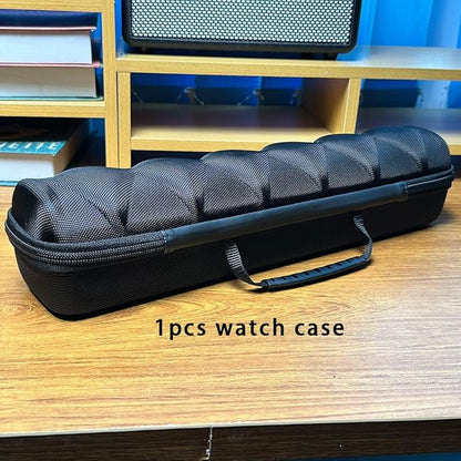 Hard 6 slots watch travel case, watch storage box organizer, 6 slots watch roll display box with soft safe watch pillow (Black, 6slot)