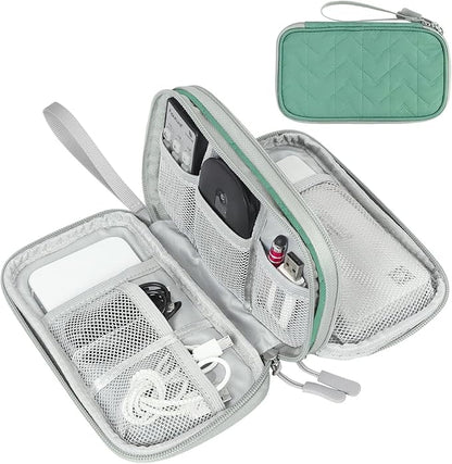FYY Electronic Organizer, Travel Cable Organizer Bag Pouch Electronic Accessories Carry Case Portable Waterproof Double Layers All-in-One Storage Bag for Cable, Cord, Charger, Phone,-Pattern Green(M)