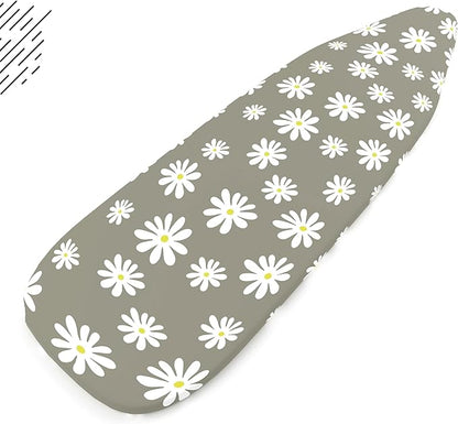 Encasa XO Ironing Board Cover and Pad 54"x15" - Thick 3mm Felt Padding, Drawstring Tightening & Lock, Easy Fit, Scorch & Stain Resistant, Fits Standard Large Ironing Board - Daisy Grey