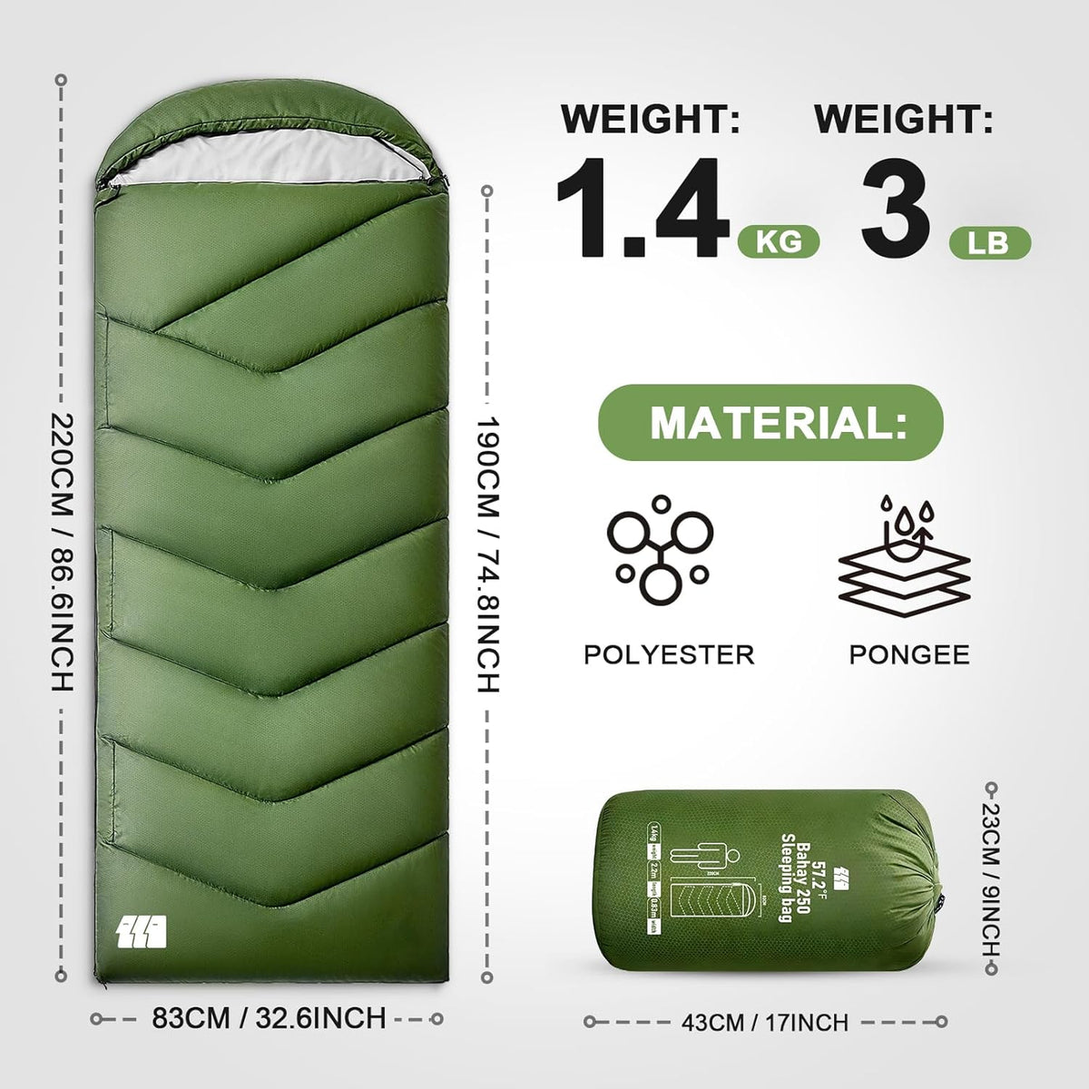 Sleeping Bags for Adults Cold Weather,Portable, Waterproof,Lightweight Camping Sleeping Bag for Tall Girls Boys with Compression Sack for Warm Camping, Hiking, Outdoor & Indoor