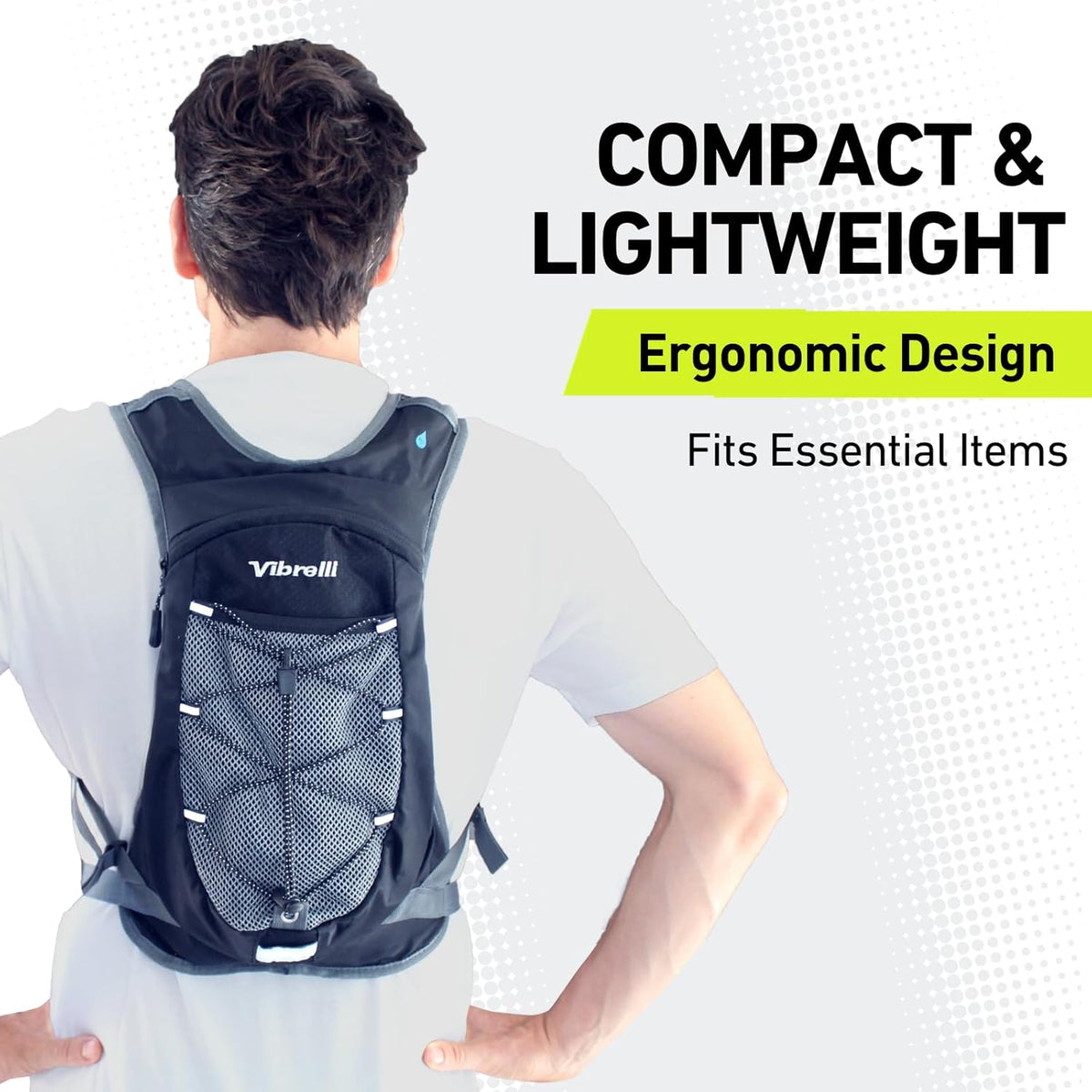 Vibrelli Hydration Backpack & 2L Hydration Bladder - High Flow Bite Valve - Hydration Pack for Cycling, Running, Hiking
