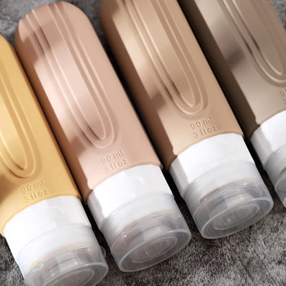 Travel Bottles for Toiletries, Tsa Approved 3oz Travel Size Containers BPA Free Leak Proof Refillable Liquid Silicone Squeezable Travel Accessories for Shampoo Conditioner Lotion (4 Pack)
