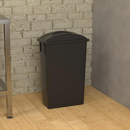 23 Gallon Black Slim Jim Trash Can with Flat Lid with Handle