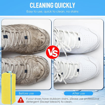 Shoe Cleaning Bag,Shoe Washing Bag For Washing Machine,Laundry Bag For Shoes,Fluffy Fibers 360° Wrap-Around Cleaning Reusable Washer Shoe Bag Ensure Deep Cleaning of The Shoes(Brown 2 pcs)