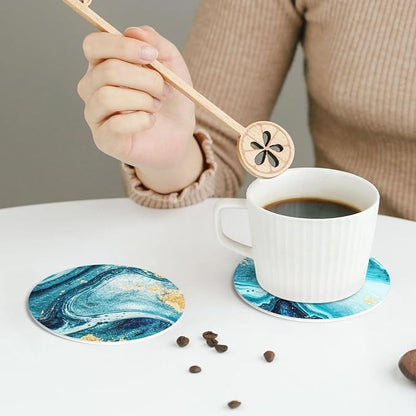Ocean Gold Blue Marble Coasters Set of 6 Coasters