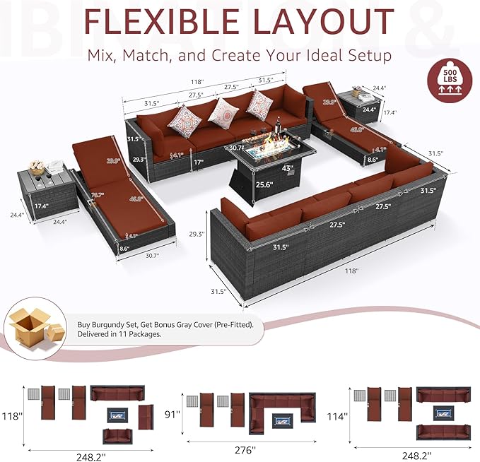 NICESOUL 13 Piece Large Outdoor Sectional