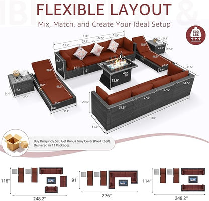 NICESOUL 13 Piece Large Outdoor Sectional