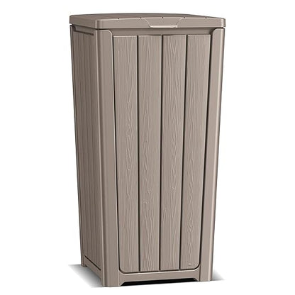 EasyUp Exterior Waste Bin with Cover, Weather-Resistant and UV-Protected Resin Garbage Container, Outdoor Receptacle for Terrace, Kitchen, Porch or Garden