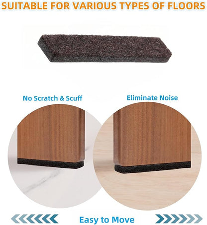 Furnigear Felt Strips with Adhesive Backing for Furniture - Felt Furniture Pads for Hardwood Floors, Furniture Chair Feet Felt Pads, Furniture Floor Protector Sliders 30 Pcs 3 x 1/2" Rectangular Brown