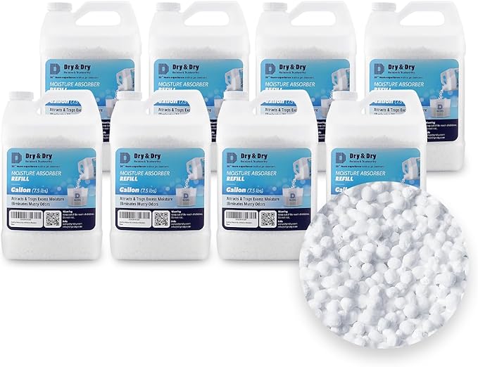 Dry & Dry Moisture Absorbers Refill Beads (60 LBS) - Dehumidifiers for Home Dehumidifier for Basement Dehumidifiers for Bedroom Small Dehumidifiers, Moisture Absorber Refill, Fragrance Free