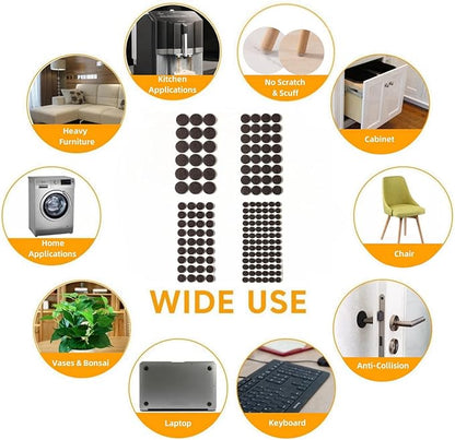 Felt Furniture Pads for Hardwood Floors 164 Piece, Furnigear Anti Scratches Felt Pads for Round Chair Feet Self Adhesive Chair Felt Pads Sliders Moving Your Furniture Smoothly, Brown