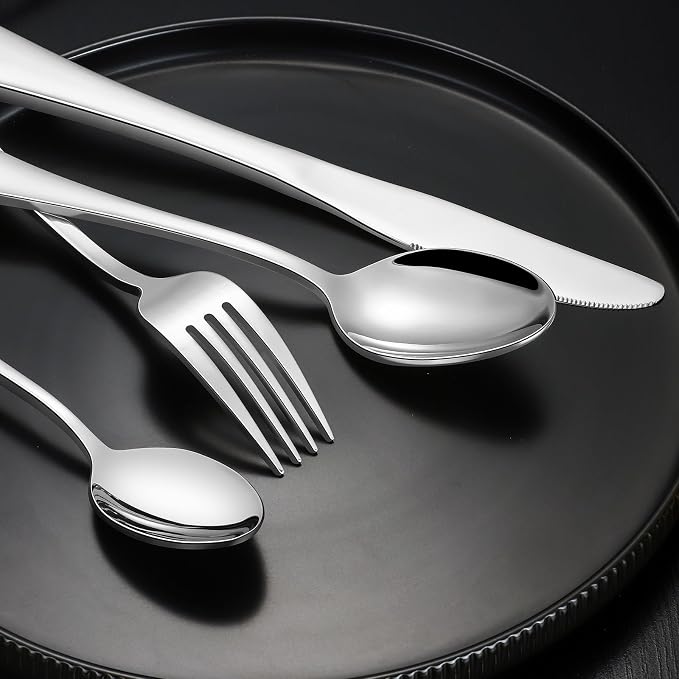 40-Piece Silverware Set, CXJY Stainless Steel Flatware Cutlery Set Service