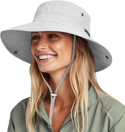 FURTALK Sun Hats for Women Ponytail UPF 50+ Beach Summer Hat Wide Brim Packable Cowboy Hat
