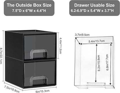 Vtopmart Black Small Stackable Storage Drawers, Cologne Organizer for Men,Plastic Containers for Vanity, Dresser,Office Desk,Bathroom Countertop Organization,Ideal for Room Decor,Gifts for Men