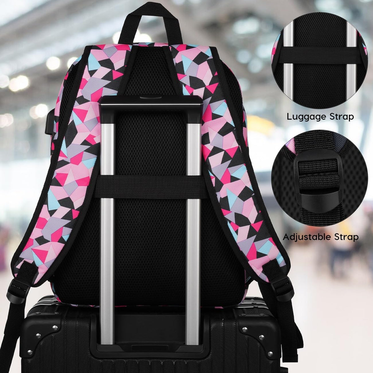 Unisex School Backpack Leaves,Casual Bookbag Adults and Teens Schoolbag with USB Port for High School College Office Work Travel