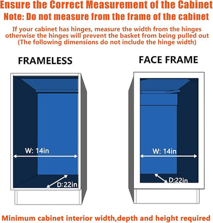 Pull Out Cabinet Organizer 13½" W x 21½" D, Heavy Duty Cabinet Pull Out Shelves, Slide Out Drawers Organization for Kitchen Cabinets Bathroom