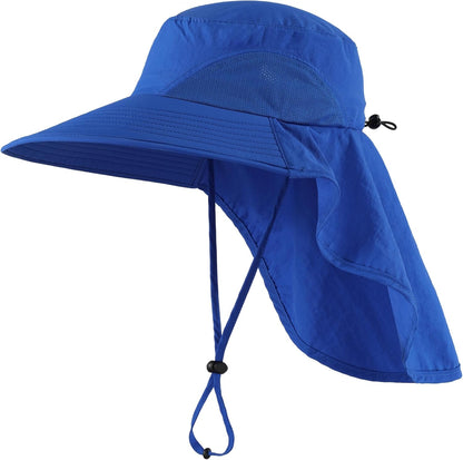Home Prefer Outdoor UPF50+ Sun Hat Wide Brim Mesh Fishing Hat with Neck Flap
