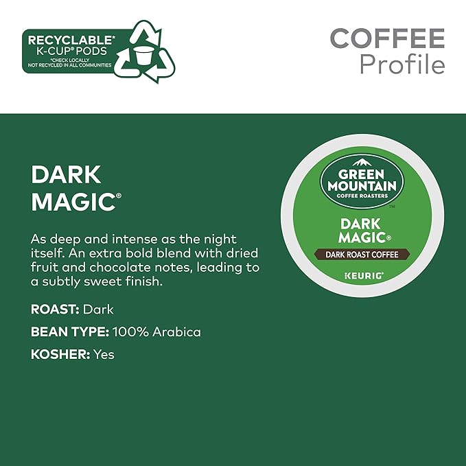 Green Mountain Coffee Roasters Dark Magic, Single-Serve Keurig K-Cup Pods, Dark Roast Coffee, 24 Count