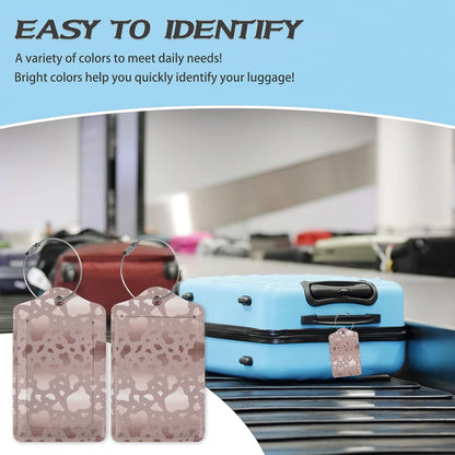 3 Pack Luggage Tag for Suitcase,Glitter Rose Gold Leather Luggage Tags with Privacy Cover Name ID Label Identifiers Travel Bag Tags for Women Men Boys Girls