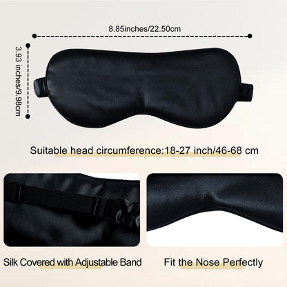 ZIMASILK Adjustable 100% 22 Momme Mulberry Silk Sleep Mask for Sleeping, Filled with Premium Mulberry Silk, Softest & Breathable Blackout Eye Sleeping Mask (Black)
