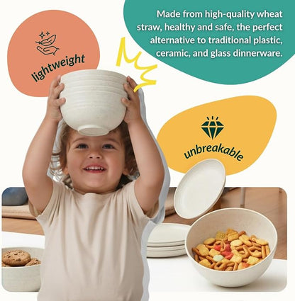40 PCS Kitchen Dinnerware Sets, Wheat Straw Plates and Bowls Sets, Unbreakable