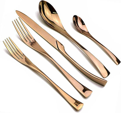 5-Piece 18/10 Stainless Steel Rose Gold Flatware Set, Serive for 1