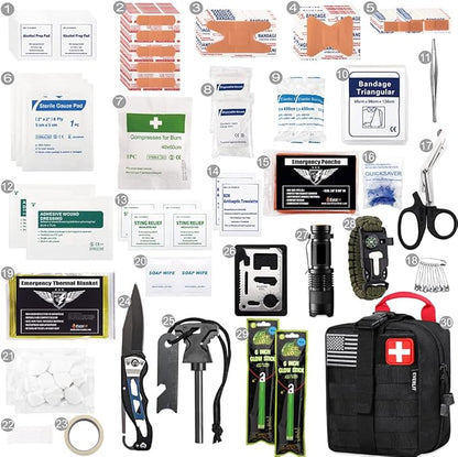 EVERLIT 250 Pieces Survival First Aid Kit IFAK EMT Molle Pouch Survival Kit Outdoor Gear Emergency Kits Trauma Bag for Camping Boat Hunting Hiking Home Car Earthquake and Adventures