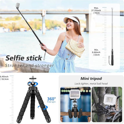 NEEWER 50 in 1 Action Camera Accessory Kit Compatible with GoPro Hero 12 11 10 9 DJI OSMO 4 3 2 Insta360 X3 X2 GO 3 SJCAM DBPOWER AKASO VicTsing APEMAN WiMiUS QUMOX Lightdow Campark Sony Sports DV