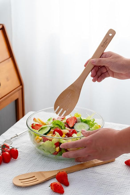 Bamboo Kitchen Utensils 6-Piece Set - Premium Non-Scratch Wooden Spoons and Spatulas for Everyday Cooking