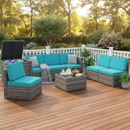 Tangkula 8 Pieces Wicker Patio Furniture Set