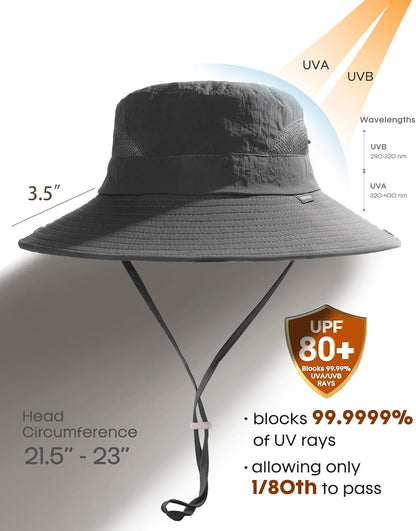 FURTALK Womens Sun Hat with Ponytail Hole Beach Hiking Summer Wide Brim UPF 80+ Outdoor Protection Foldable Bucket Hat
