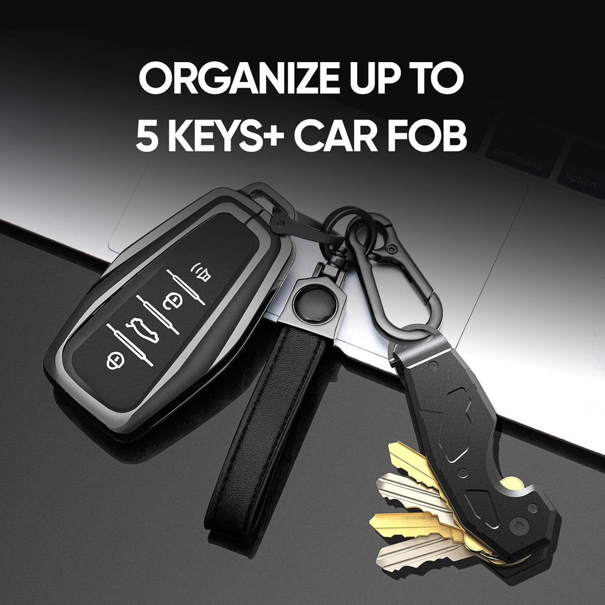 Zeeker Compact Key Organizer Keychain with Built-in Tools – Holds 1-6 Keys, Includes Bottle Opener, Hex Wrench, and Serrated Cutter – Minimalist Key Holder for Men and Women (Black)