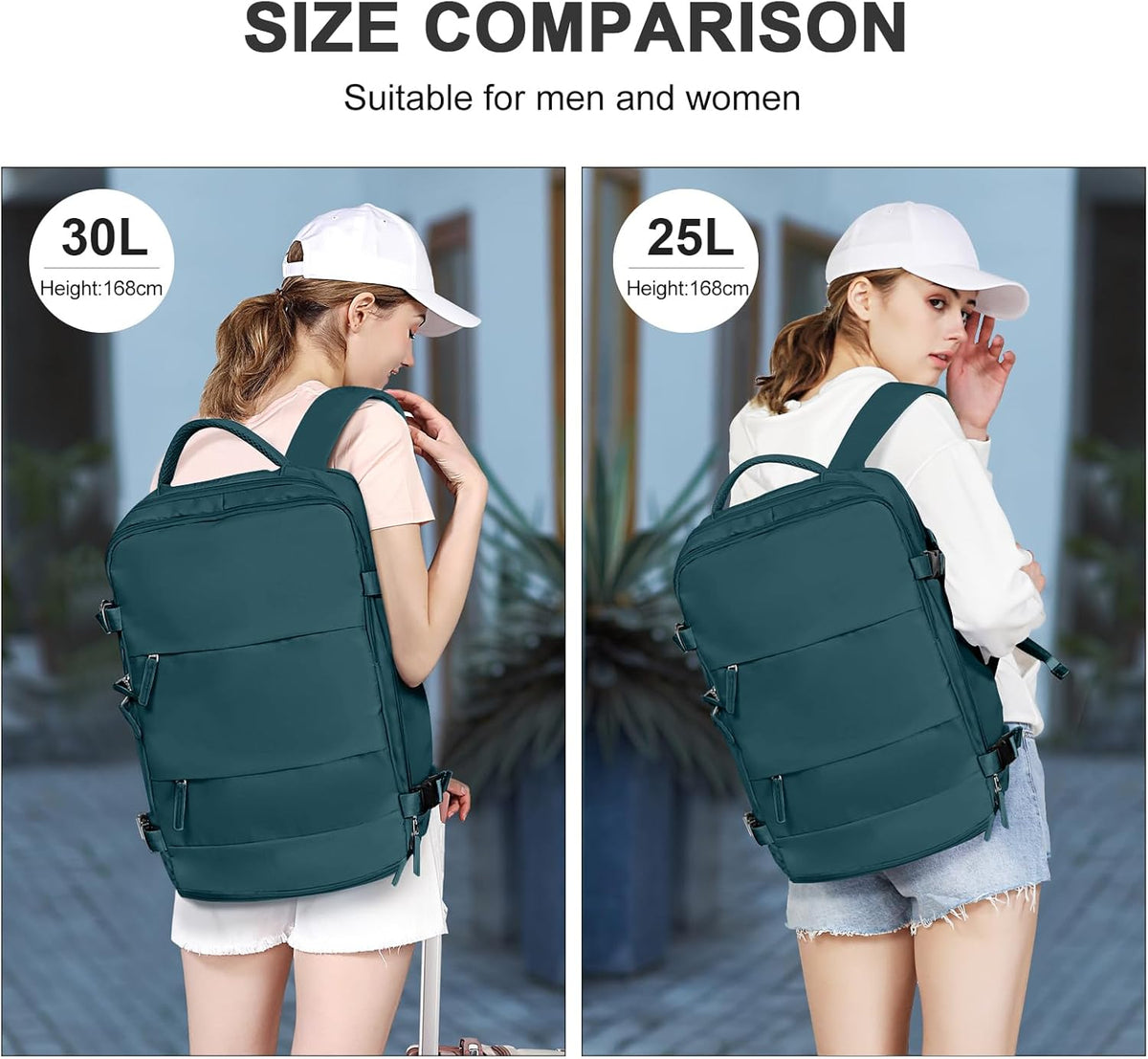 coowoz Large Travel Backpack For Women Men,Carry On Flight Approved,Hiking Waterproof Outdoor Sports Rucksack Casual Daypack Fit 15.6 Inch Laptop Shoes Compartment (Peacock Blue)