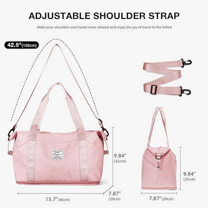 Travel Duffel Bag, Sports Tote Gym Bag, Shoulder Weekender Overnight Bag for Women