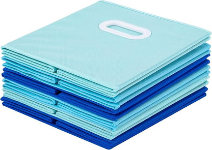 Stero Fabric Storage Cubes Bins, 13 inch Fun Colored Foldable Storage Baskets with Dual Plastic Handle for Home, Kids Room, Closet and Toys Organization, Multi Colored, Set of 6