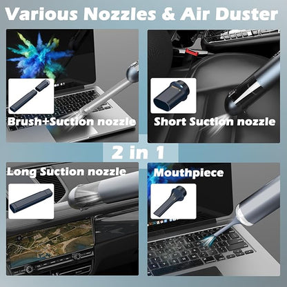 TEZILON Car Vacuum Cleaner 18000Pa Powerful Suction HEPA Filter, Portable Cordless Handheld Vacuum Vehicle Home with LED Display Air Duster Rechargeable Lightweight Multi-Nozzles for Pet Hair Keyboard