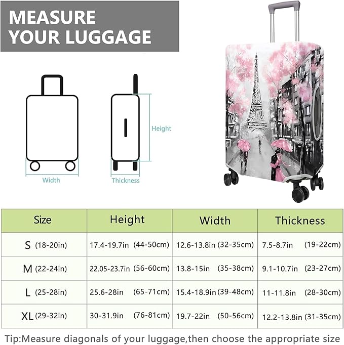 Travel Luggage Cover Suitcase Protector Fits 18-32 Inch Wheel Covers PatternedTravel Related Items Flower Luggage Protector Elastic M
