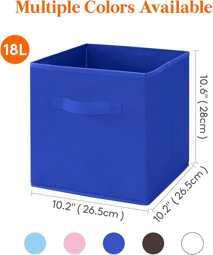 Lifewit Collapsible Fabric Storage Cubes Bins Set 11 Inch, Foldable Cubby Organizers Boxes, 6 Pack Organizing Baskets for Shelf, Closet, Utility Room, Storage Room Blue